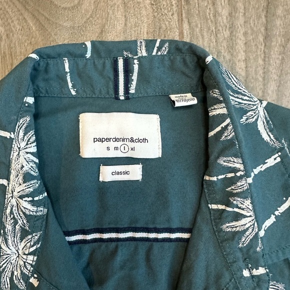 Paper Denim & Cloth Men’s L Hawaiian Palm Short Sleeve Button Down Shirt - Picture 4 of 9